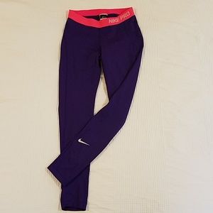 Nike Pro Warm Running Tights Purple Medium EUC